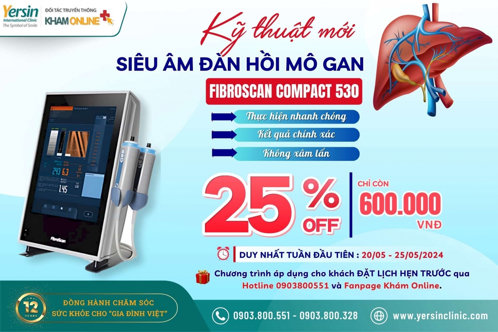 ƯU ĐÃI 25% DỊCH VỤ SIÊU ÂM ĐÀN HỒI FIBROSCAN TRONG 2 TUẦN DUY NHẤT