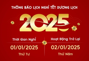 THÔNG BÁO LỊCH NGHỈ LỄ TẾT DƯƠNG LỊCH 2025