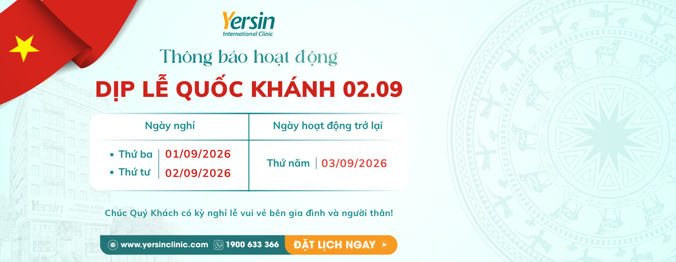 PHÒNG KHÁM ĐKQT YERSIN THÔNG BÁO NGHỈ LỄ QUỐC KHÁNH 2/9/2026