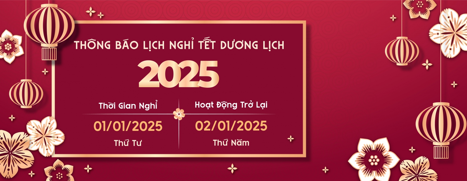 THÔNG BÁO LỊCH NGHỈ LỄ TẾT DƯƠNG LỊCH 2025